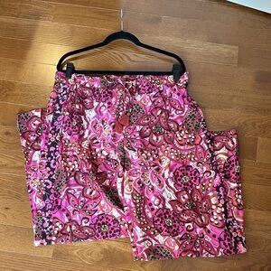 Johnny Was Jade Collection Wide-leg Vibrant Pink Patterned Pants